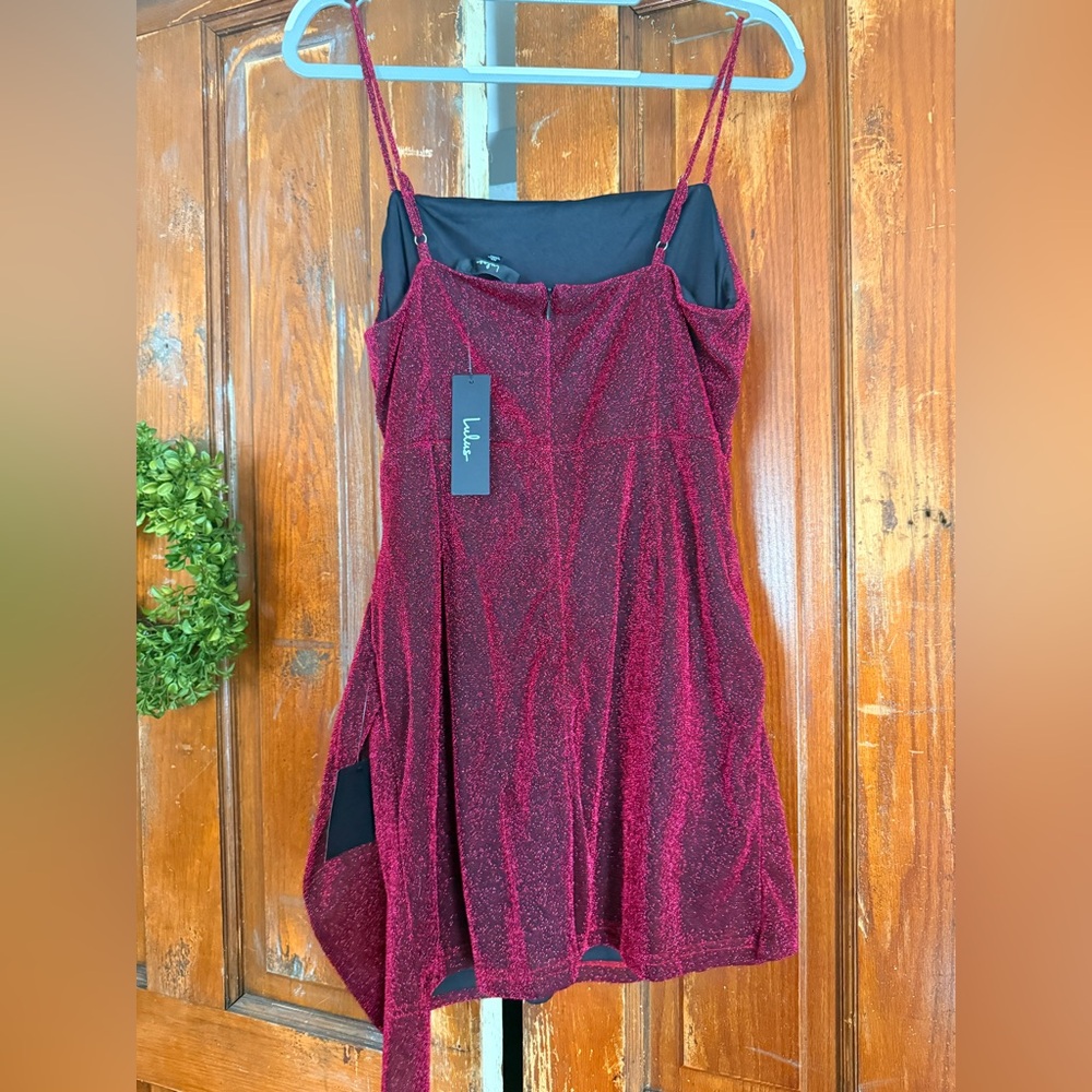 Lulu's Red Sparkle Mini Dress - Picture 5 of 6